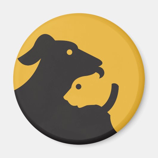 Aimant Silhouette de chat et de chien (Devant)