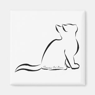 Aimant Silhouette de chat noir, texte intérieur