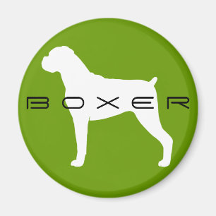 Aimant Silhouette de chien Boxer avec oreilles naturelles