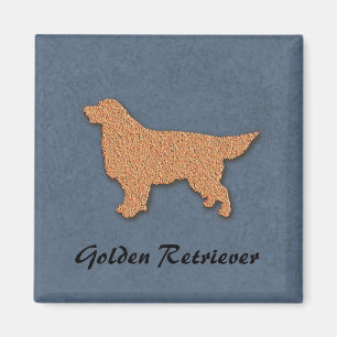 Aimant Silhouette de golden retriever sur le bleu