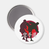 Aimant Silhouette de Karate combat, arrière - plan rouge  (Recto/Verso)