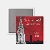 Aimant Silhouette de la skyline de NYC Étoile rouge Magne (Recto/Verso)