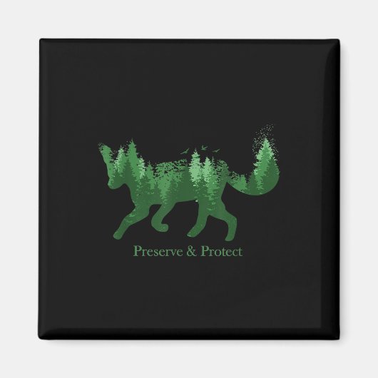 Aimant Silhouette de renard Préserver &amp; Protéger l'en (Devant)
