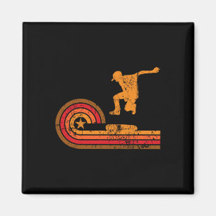 Aimant Silhouette de skateboardeur rétro des années 1970