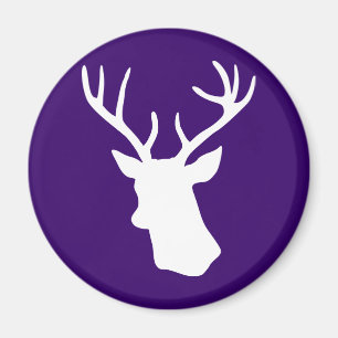 Aimant Silhouette de tête de cerf blanc - violet foncé