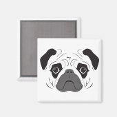 Aimant Silhouette de visage de Pug (Recto/Verso)