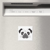 Aimant Silhouette de visage de Pug (In Situ (Lave-vaisselle))