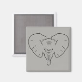 Aimant Silhouette de visage d'éléphant (Recto/Verso)