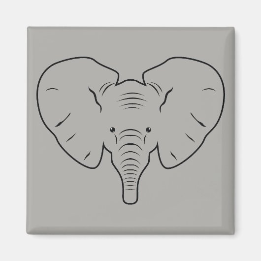 Aimant Silhouette de visage d'éléphant (Devant)