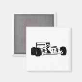 Aimant Silhouette de voiture de course noir et blanc (Recto/Verso)