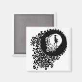Aimant Silhouette Décorative Noire Et Blanc Fille (Recto/Verso)