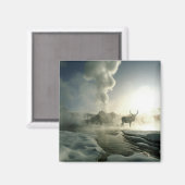 Aimant Silhouette d'Elk au Castle Geyser (Recto/Verso)