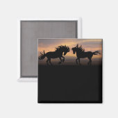 Aimant Silhouette des chevaux sauvages (Recto/Verso)