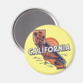 Aimant Silhouette d'état rétro de Californie (Recto/Verso)