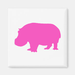 Aimant Silhouette d'hippopotame rose joli