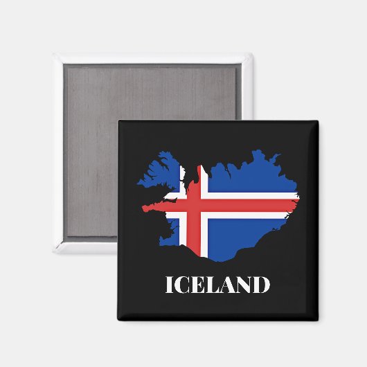 Aimant Silhouette d'Islande, drapeau, (Recto/Verso)