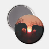 Aimant Silhouette du coucher de soleil éléphant (Recto/Verso)