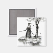 Aimant Silhouette du guerrier samouraï (Recto/Verso)