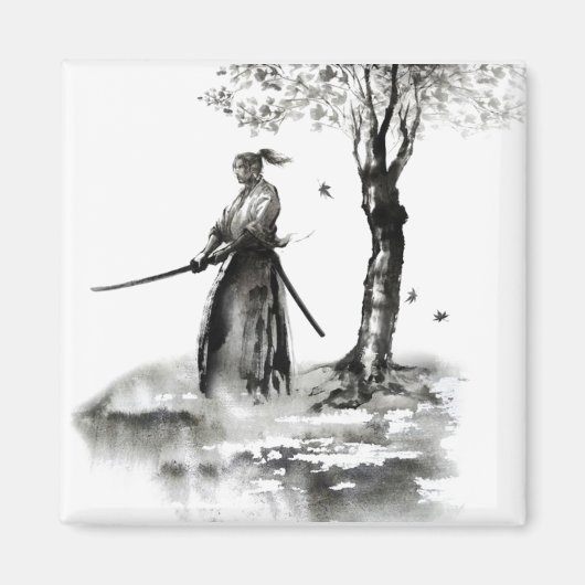 Aimant Silhouette du guerrier samouraï (Devant)