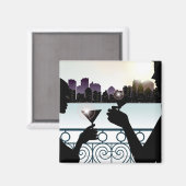 Aimant Silhouette d'un couple de lunettes à martini (Recto/Verso)