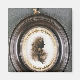 Aimant Silhouette d'une dame, peinte sur le verre convexe