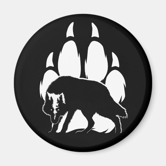 Aimant Silhouette et empreinte du loup (Devant)