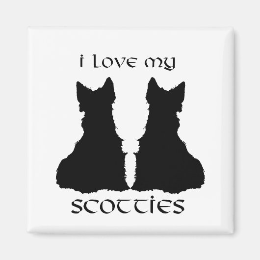Aimant Silhouette J'adore Mes Scotties (Devant)