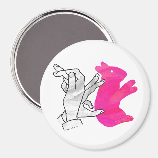 Aimant Silhouette main Rabbit rose (Recto/Verso)