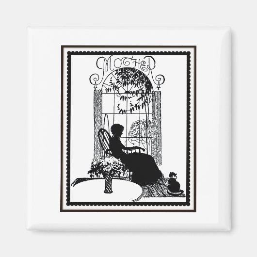 Aimant Silhouette mère rétro (Devant)