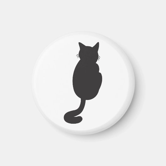 Aimant Silhouette minimaliste de chat noir (Devant)