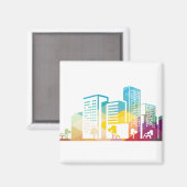 Aimant silhouette paysage urbain bâtiment icône couleur v (Recto/Verso)