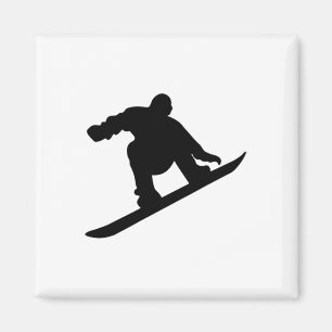 Aimant Silhouette Pendant Le Snowboard Sur Un Vacances Sk