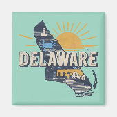 Aimant Silhouette Scénique Rétro du Delaware (Devant)