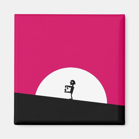 Aimant Silhouette Zombie avec Pleine lune (Devant)