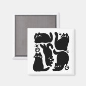 Aimant Silhouettes de chat noir - Design Feline mignon (Recto/Verso)