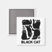 Aimant Silhouettes de chat noir - Design Feline mignon (Recto/Verso)