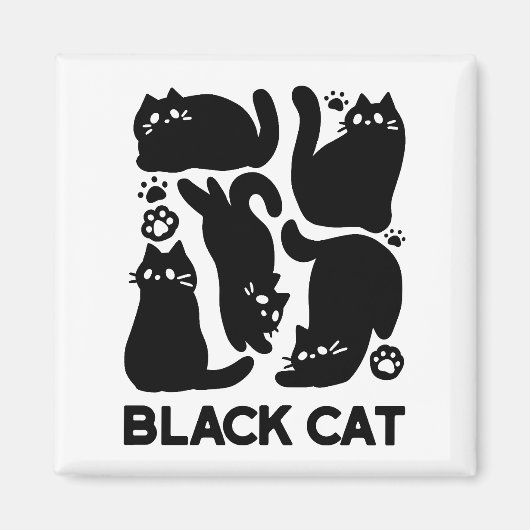 Aimant Silhouettes de chat noir - Design Feline mignon (Devant)