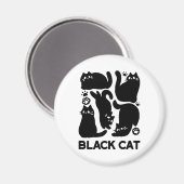 Aimant Silhouettes de chat noir - Design Feline mignon (Recto/Verso)