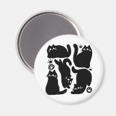 Aimant Silhouettes de chat noir - Design Feline mignon (Recto/Verso)