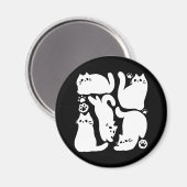 Aimant Silhouettes de chaton blanc - Design Feline mignon (Recto/Verso)
