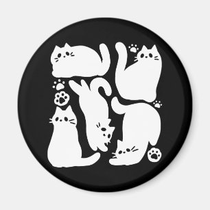 Aimant Silhouettes de chaton blanc - Design Feline mignon