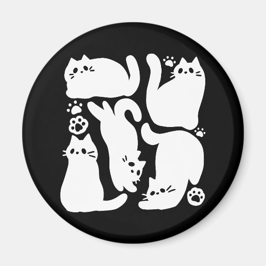 Aimant Silhouettes de chaton blanc - Design Feline mignon (Devant)