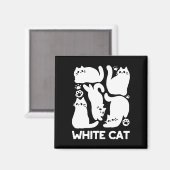 Aimant Silhouettes de chaton blanc - Design Feline mignon (Recto/Verso)