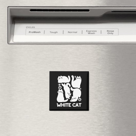 Aimant Silhouettes de chaton blanc - Design Feline mignon (In Situ (Lave-vaisselle))