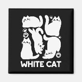 Aimant Silhouettes de chaton blanc - Design Feline mignon (Devant)
