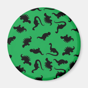 Aimant Silhouettes de dinosaures sur fond vert motif