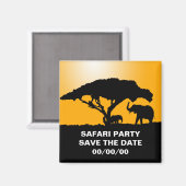 Aimant Silhouettes d'éléphants au coucher du soleil Écono (Recto/Verso)