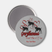 Aimant Silhouettes Greyhound Coeurs Aimer Chien (Recto/Verso)