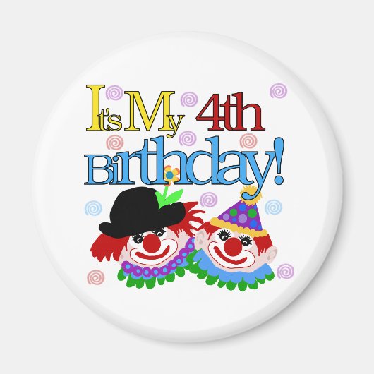 Aimant Silly Clowns 4th Birthday Tshirts et cadeaux (Devant)