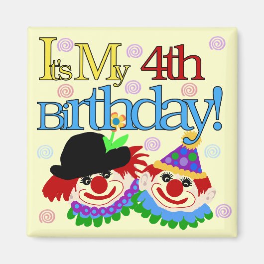 Aimant Silly Clowns 4th Birthday Tshirts et cadeaux (Devant)